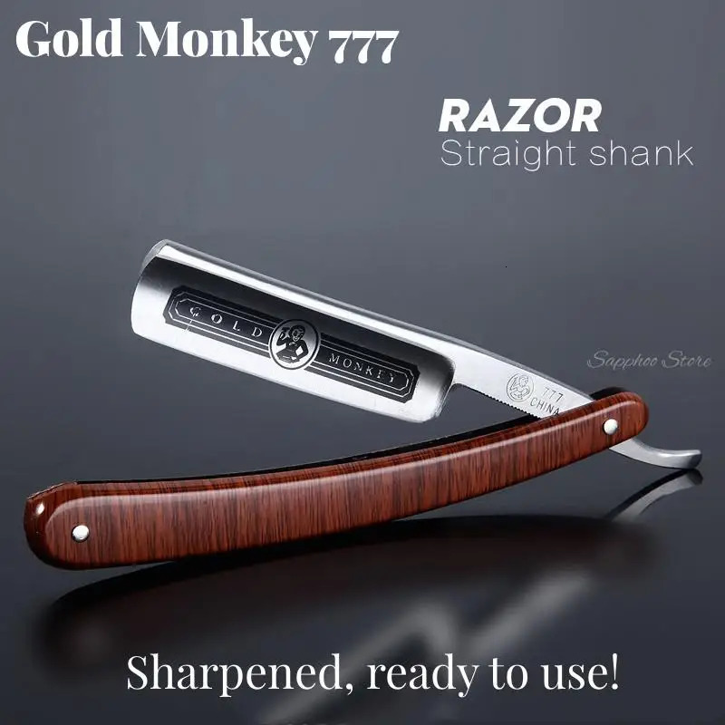 Gold Dollar 208 Gold Monkey 777 666 Classic Steel Straight Edge Salon Barber Shaving Razor Shaver SHAVING RAZOR Barber Tools 240314