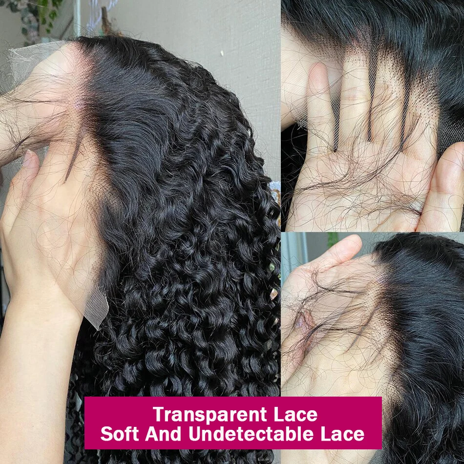 Free shipping 180density Glueless 13x4 Deep Wave Frontal 360 Hd Preplucked Bleached Knots Human Hair Wig Pre-Cut Curly Lace Closure for Women Ready To