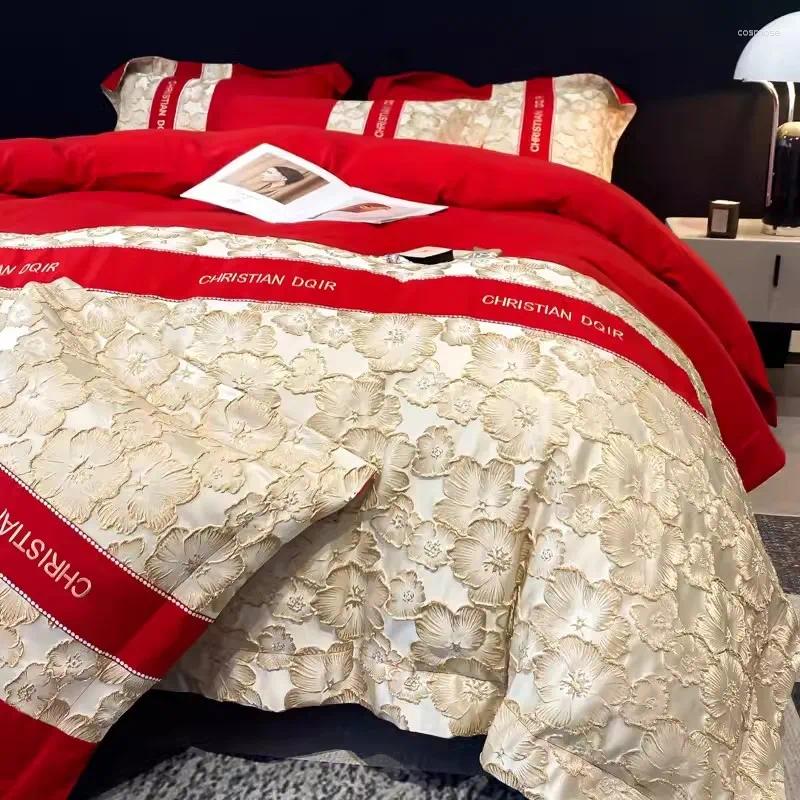 Bedding Sets Set 1200TC Egyptian Cotton Gold Royal Embroidery Duvet Cover Bed Sheets And Pillowcases Home Textiles