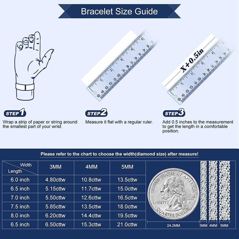 diamond tennis bracelet designer for women white gold silver plated 3/4/5mm wide chain bracelets rapper hip hop mens jewelry woman valentines day gift