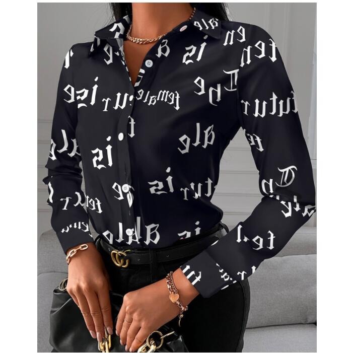 Designer Women Lapel Neck Shirt New Spring Baroque Printed Blouse Floral Blouses Fashion Shirts Tops Long Sleeved Sweatshirts free shipping