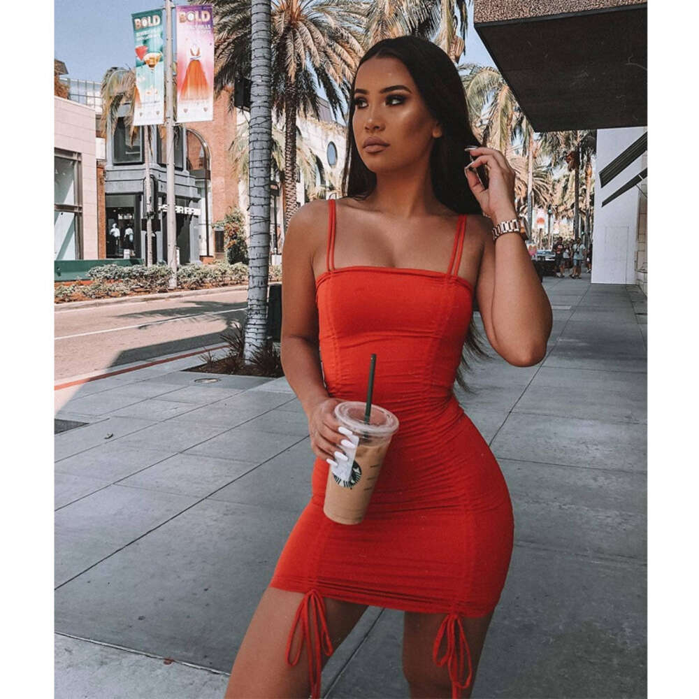 2024 Summer Suspender Dress, Women's New Style, Sexy Multi-color Pleated Lace Up Dress