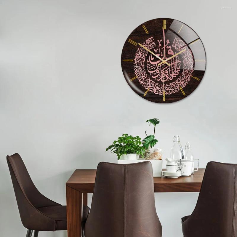 Islamic Wall Clocks Acrylic Clock 30cm Muslim Home Deco Calligraphy Decoration Art Indoor Clock Golden