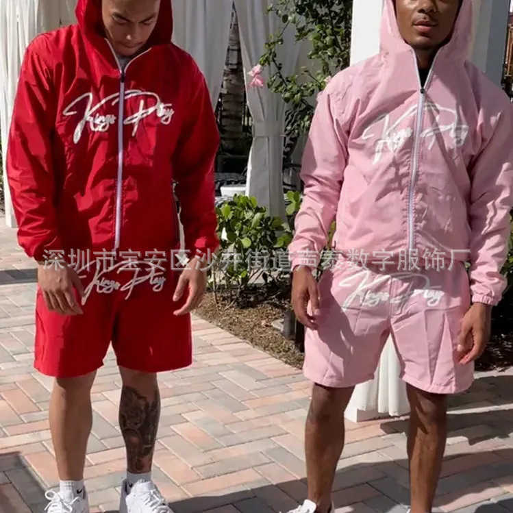 Men's Tracksuits Men's Jacket Shorts Set Digital Full Body Print Men's Summer Casual Sports Trench Coat Two-piece Set T240320