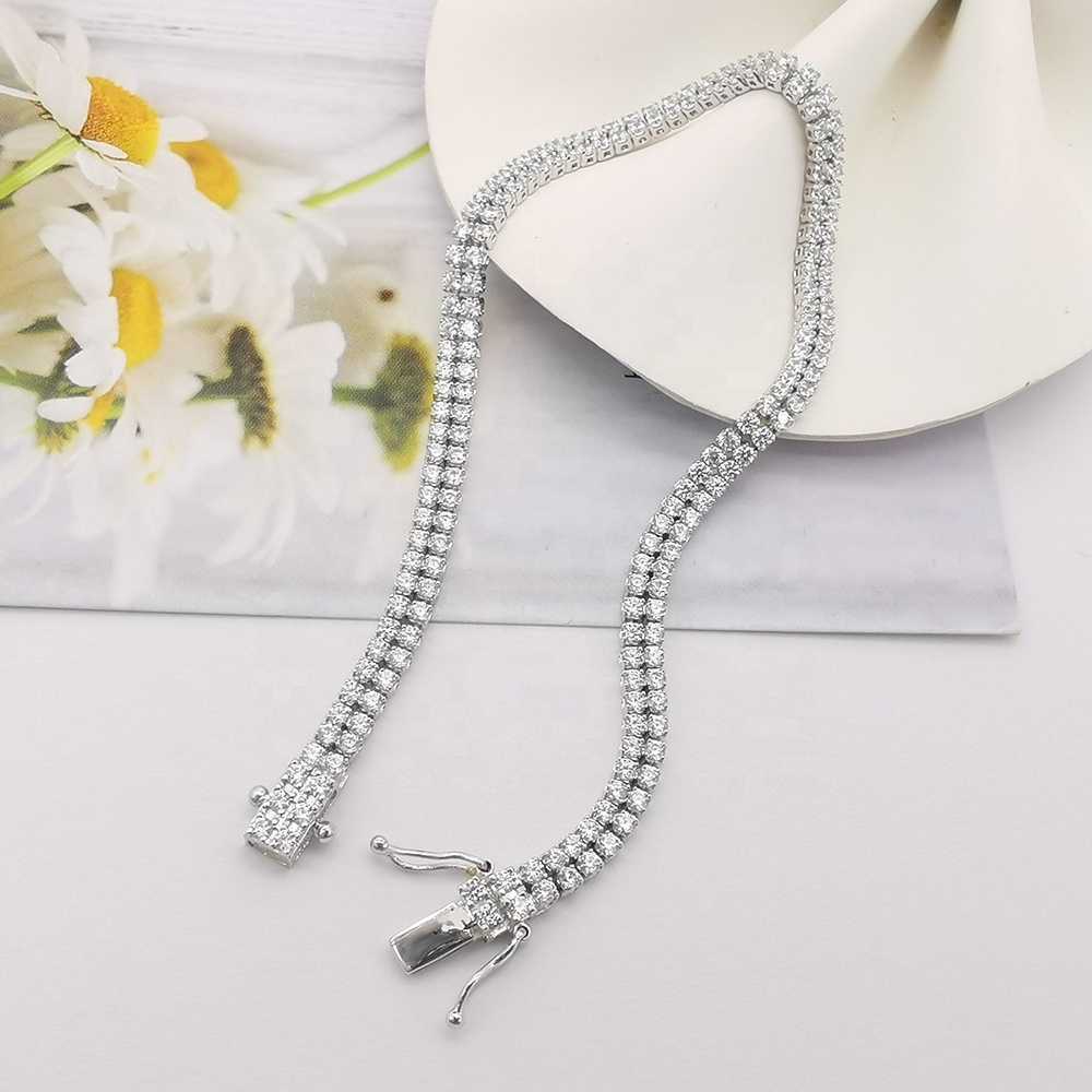 bracelet necklace mossanite Fashionable Dainty Bracelet Bangles 9K Pure Gold Wedding Bracelet 9k Gold Tennis Shining Double Rows