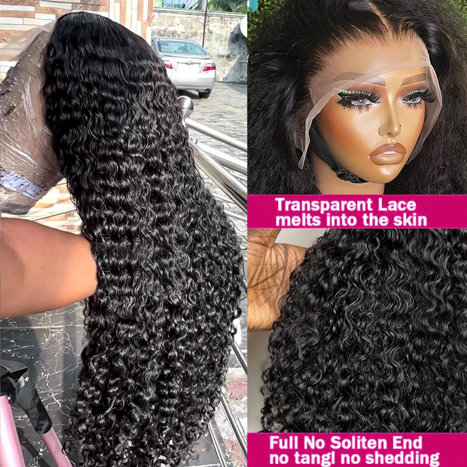 Free shipping 30 40 Inch Mogolian 13x4 Deep Hd Frontal Water Wave Wig Curly Lace Front Silation Human Hair Wigs for Women Glueless Pre Plucked