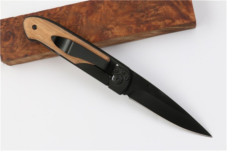 DA44 survival Pocket folding knife Wood handle Titanium finish Blade tactical knifes EDC Pockets knives X49 X50 of BM42