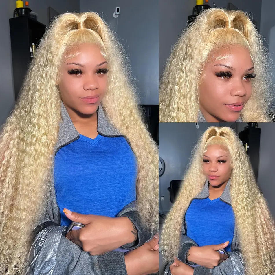 Free shipping Peruvian 613 Short Water Wave Bob 13x4 Lace Front Wigs Wet and Wavy Honey Blonde Silaton Human Hair Wig for Women Pre Plucked