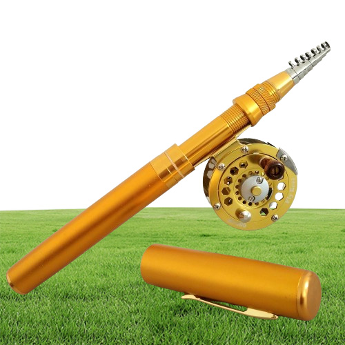 18m 21m pen shape rod spinning telescopic pocket rod rock fishing pole cast reel set portable mini metal shell fishing rod 20102