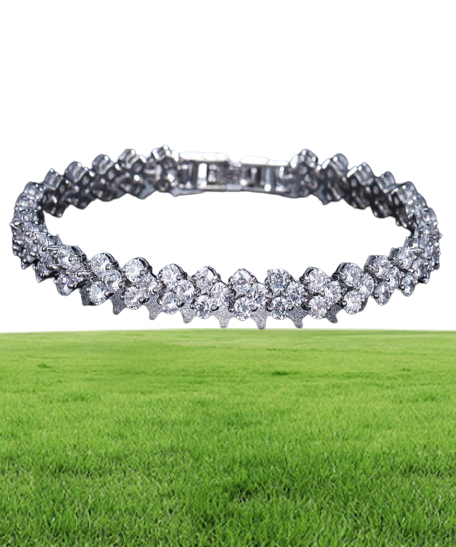 18K White Gold Plated Zirconia Tennis Bracelet Diamond Hand Chain for Men Women Heart Love Crystal Bracelets Bangle Lover Gift Val