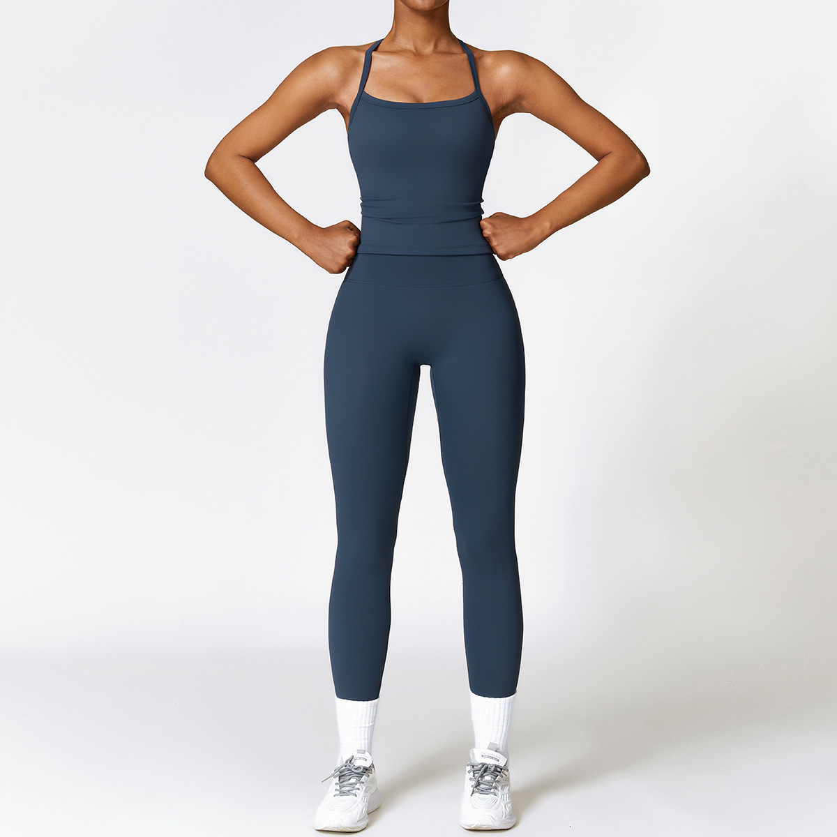 2026 New Pants Women Yoga Two-Piece Set Short Running Tank Top+ Long outdoor Pant Solid Color Sports Bra With Fitness Free Shipping