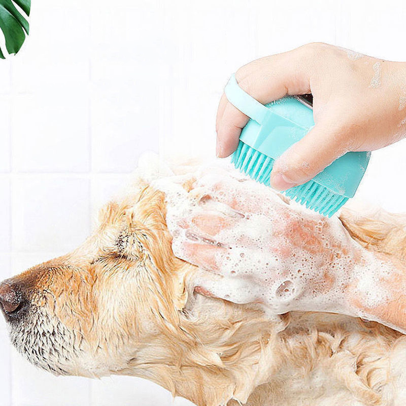 Soft Silicone Dog Bath Scrubber Pet Shampoo Massage Dispenser Shower Grooming Brush For Short Long Haired Dogs And Cats Washing