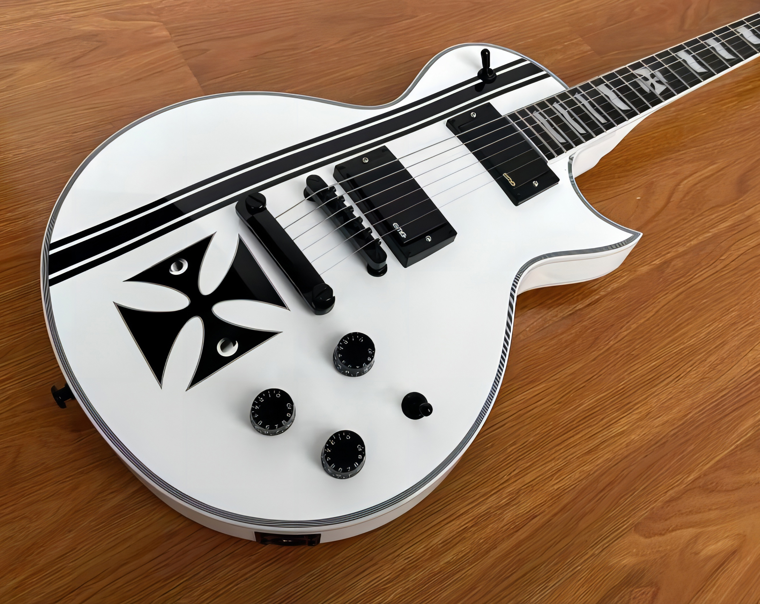 Custom Iron Cross SW James Hetfield Signature Electric Guitar 6 string EMG Pickups white color with free shipping