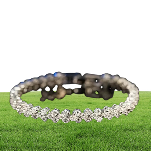 18K White Gold Plated Zirconia Tennis Bracelet Diamond Hand Chain for Men Women Heart Love Crystal Bracelets Bangle Lover Gift Val