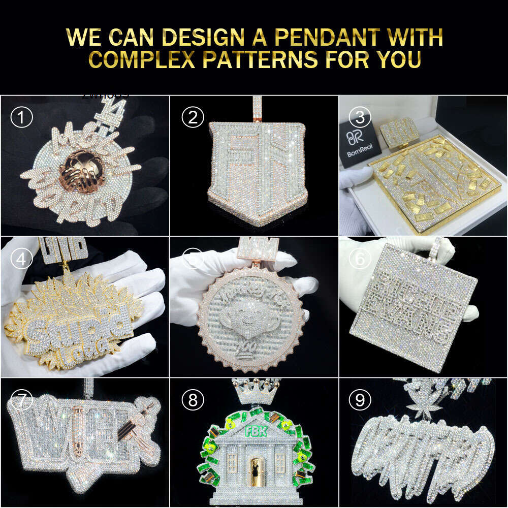 Designer Hot Selling S925 Factory Custom Iced Out VVS Moissanite Lab Hip Hop Name Chain Pendant Pass Diamond Tester Men 10k Gold Jewelry