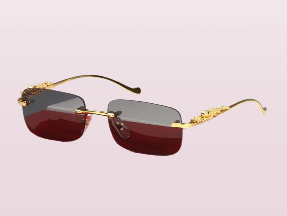 luxury designer sunglasses Eyeglasses frames temples with panther heads Metal Frameless Full Rim Semi Rimless rectangular shape fo
