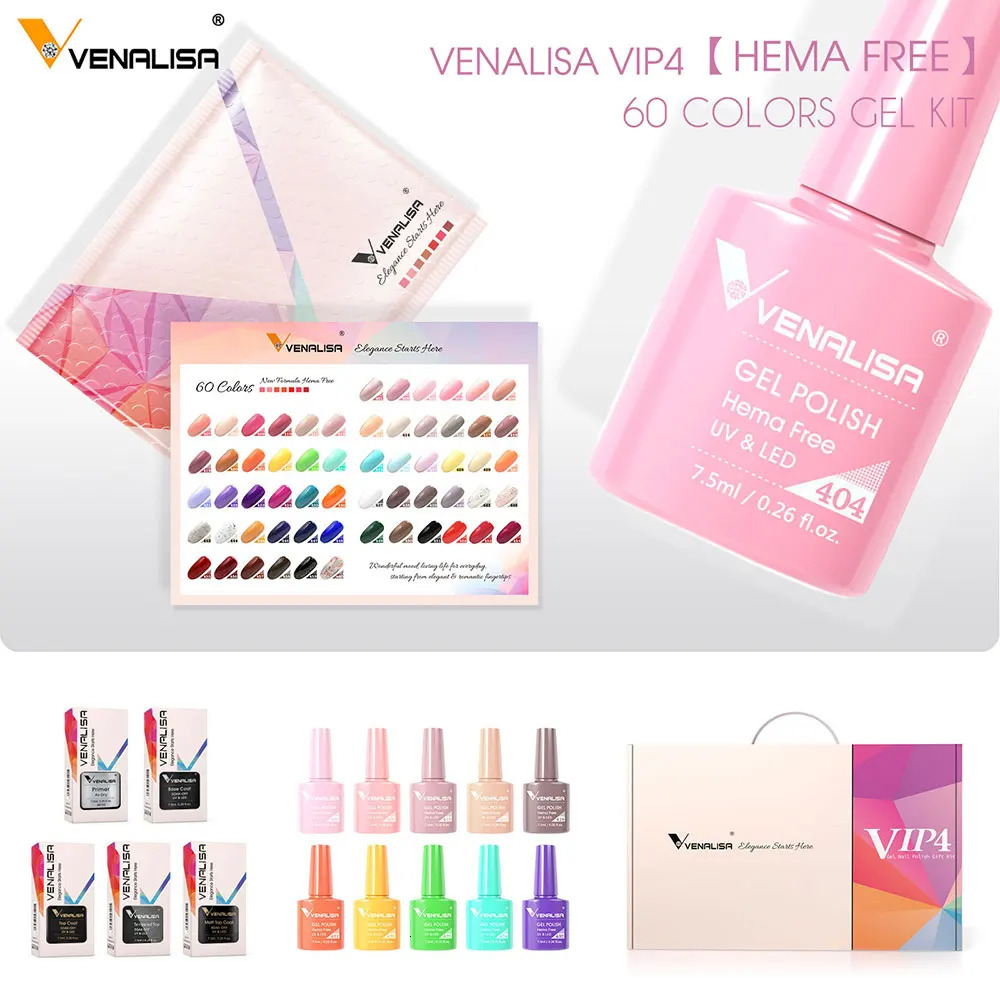 VENALISA VIP4 Kit Nail Gel Polish HEMA FREE Full Coverage 36/60 Color Gel Pigment Professional Nail Art Long-lasting Gel Varnish 240321