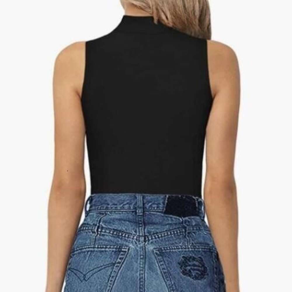 Spring and Autumn Women's Enterprise High Neck Sleeveless Tank Top Tight Fitting Jumpsuit
