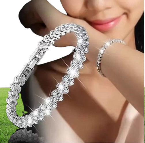 18K White Gold Plated Zirconia Tennis Bracelet Diamond Hand Chain for Men Women Heart Love Crystal Bracelets Bangle Lover Gift Val