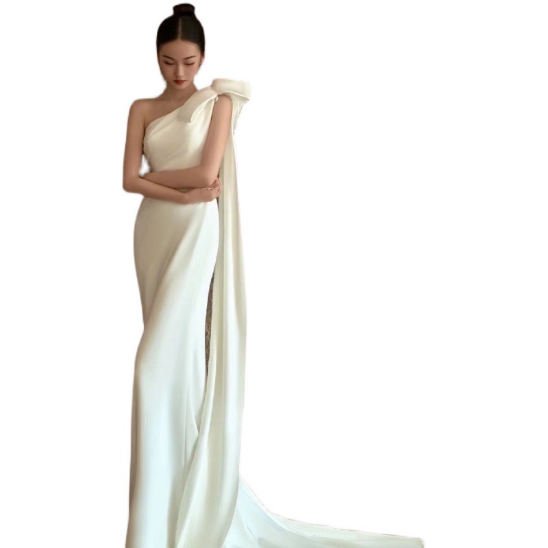 Mermaid Gorgeous Wedding Dresses New Sexy One Shoulder Wed Dress Appliques Sweep Robe De Mariee Long Train Satin Custom Made Plus Size Bridal Gowns