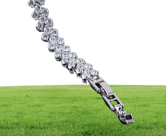 18K White Gold Plated Zirconia Tennis Bracelet Diamond Hand Chain for Men Women Heart Love Crystal Bracelets Bangle Lover Gift Val