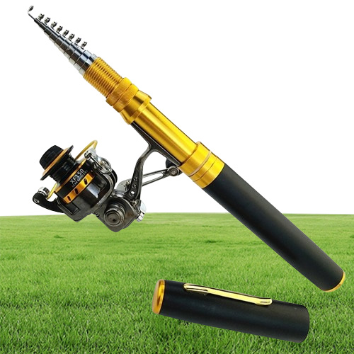 18m 21m pen shape rod spinning telescopic pocket rod rock fishing pole cast reel set portable mini metal shell fishing rod 20102