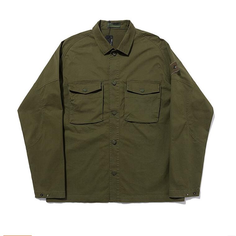 Multiple pockets men jacket casual men over shirts men loose coat Size M-XXL army green
