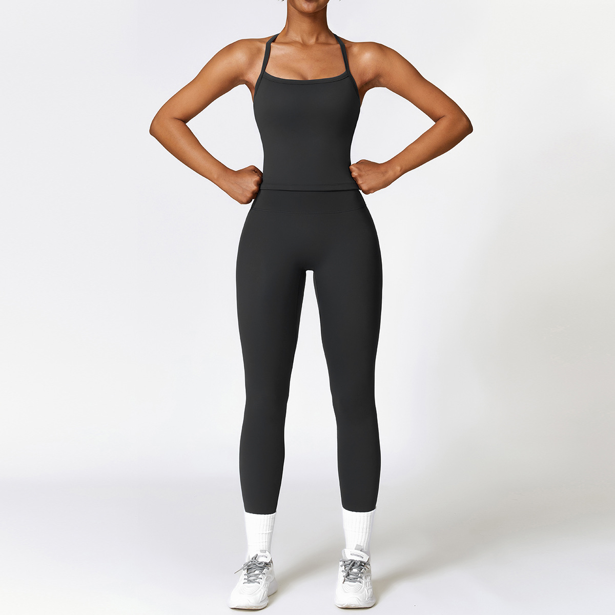 2026 New Pants Women Yoga Two-Piece Set Short Running Tank Top+ Long outdoor Pant Solid Color Sports Bra With Fitness Free Shipping
