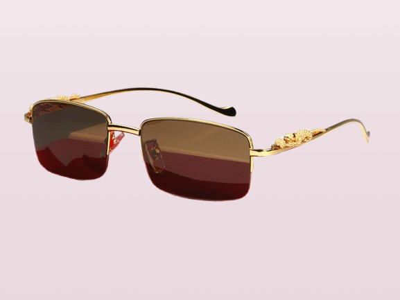 luxury designer sunglasses Eyeglasses frames temples with panther heads Metal Frameless Full Rim Semi Rimless rectangular shape fo