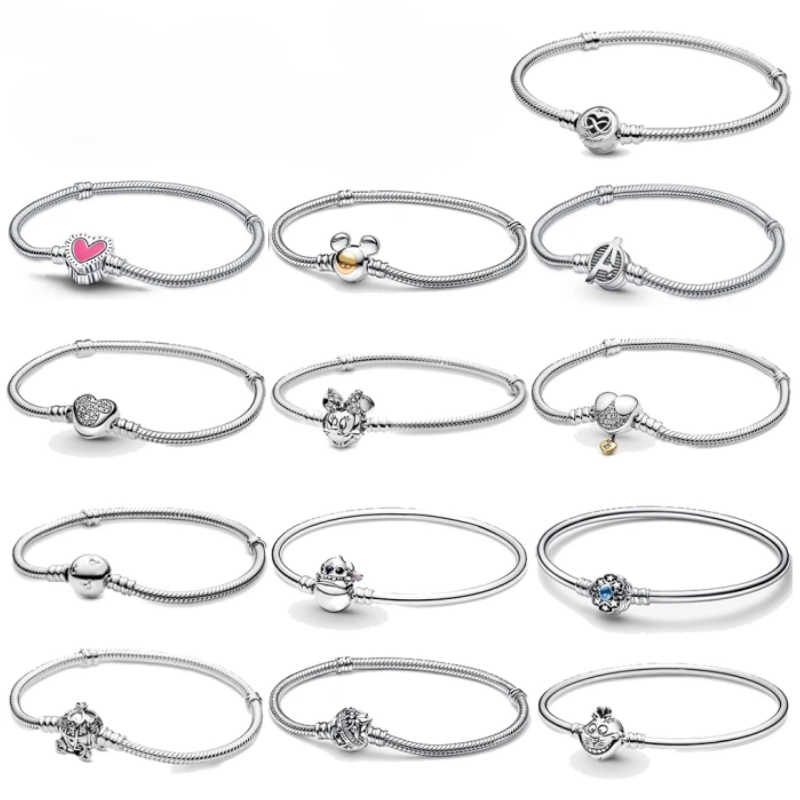 925 Sterling Silver Heart and crown Clip Bracelet Fits S925 Charms beads Bracelet Pendant Diy Beads for Women Jewelry Fine Accessory Gift