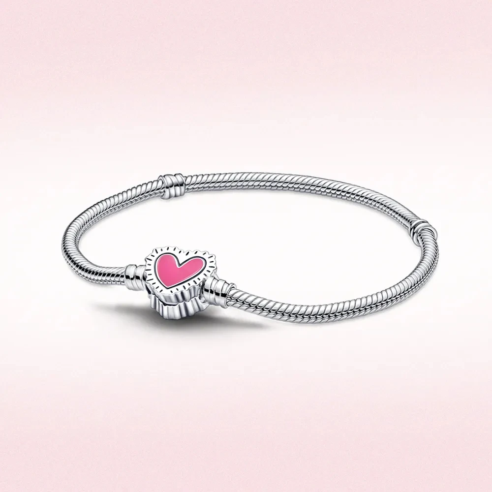 925 Sterling Silver Heart and crown Clip Bracelet Fits S925 Charms beads Bracelet Pendant Diy Beads for Women Jewelry Fine Accessory Gift