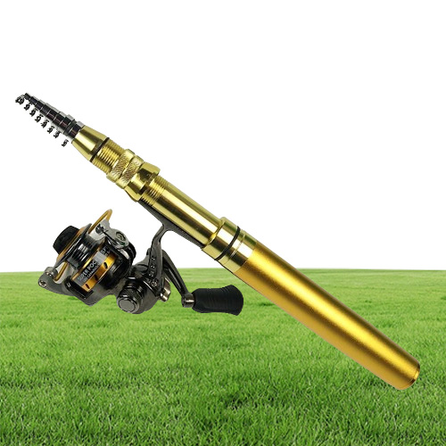 18m 21m pen shape rod spinning telescopic pocket rod rock fishing pole cast reel set portable mini metal shell fishing rod 20102