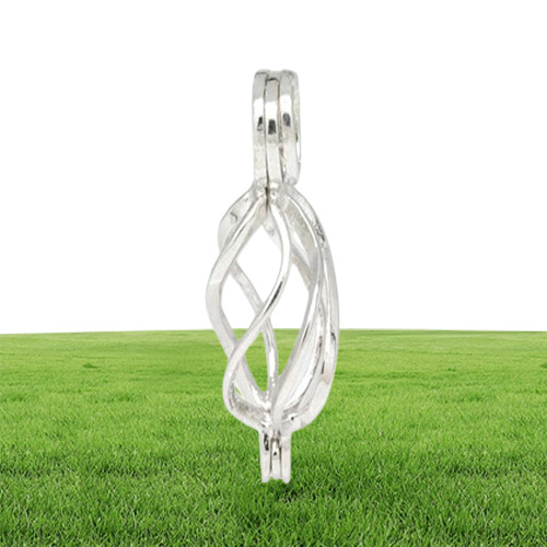 18KGP ed Cage Locket Sterling Silver Pearl Crystal Gem Bead Cage Pendant Mounting for DIY Fashion Jewellery Charms P33