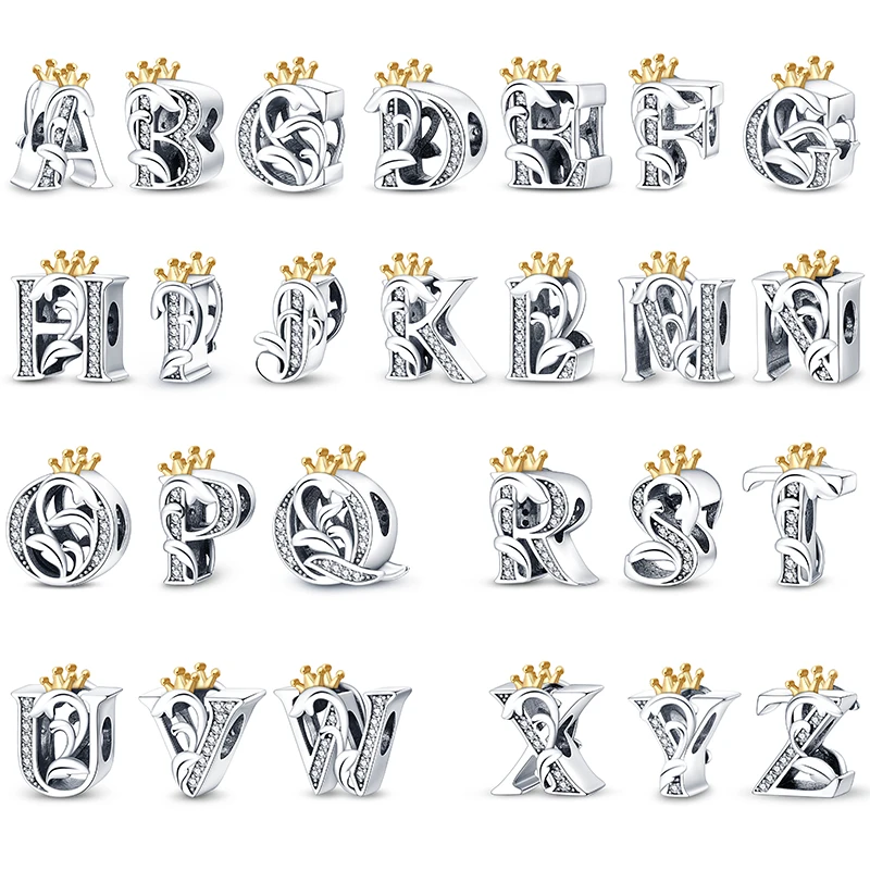 26 A-Z Alphabet Beads 925 Sterling Silver LOVE Letter Charms Fit S925 Snake Charms Bracelet Bangle CZ Zircon Beads Jewelry