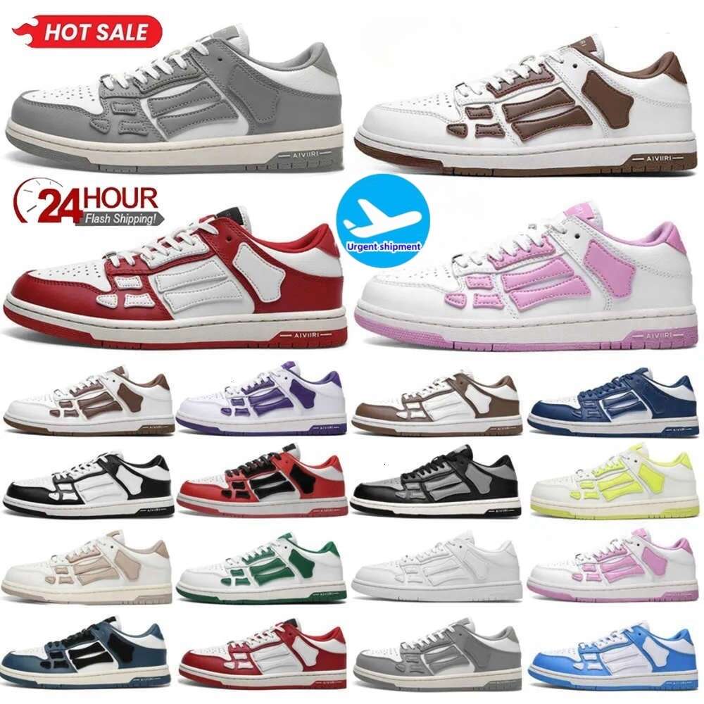 Designer Shoes Running 2024 Bones Runner Upper Low Skeleton Women Men Sliding Black White High Leather Men's Sneakers Women's Lace Shoes 's