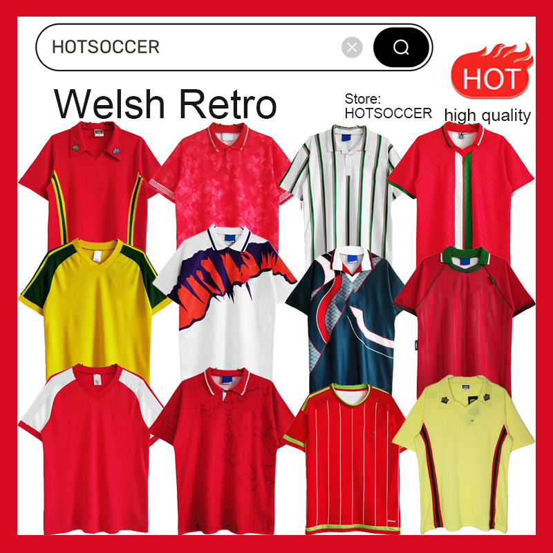 Welsh retro soccer jersey Football shirt 1976-2016 season BALE Retro style football culture