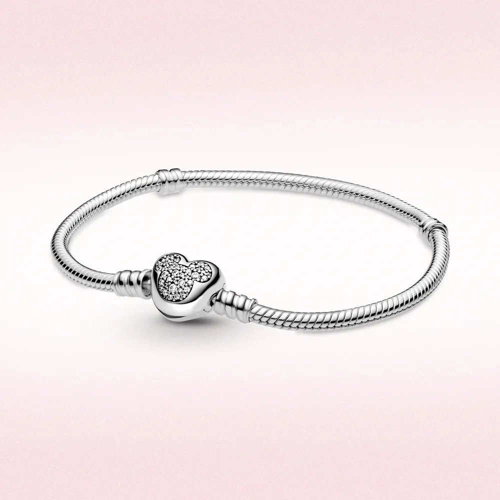 925 Sterling Silver Heart and crown Clip Bracelet Fits S925 Charms beads Bracelet Pendant Diy Beads for Women Jewelry Fine Accessory Gift