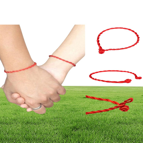 100PCSlot Fashion Red Thread String Bracelet Lucky Red Green Handmade Rope Bracelet for Women Men Jewelry Lover