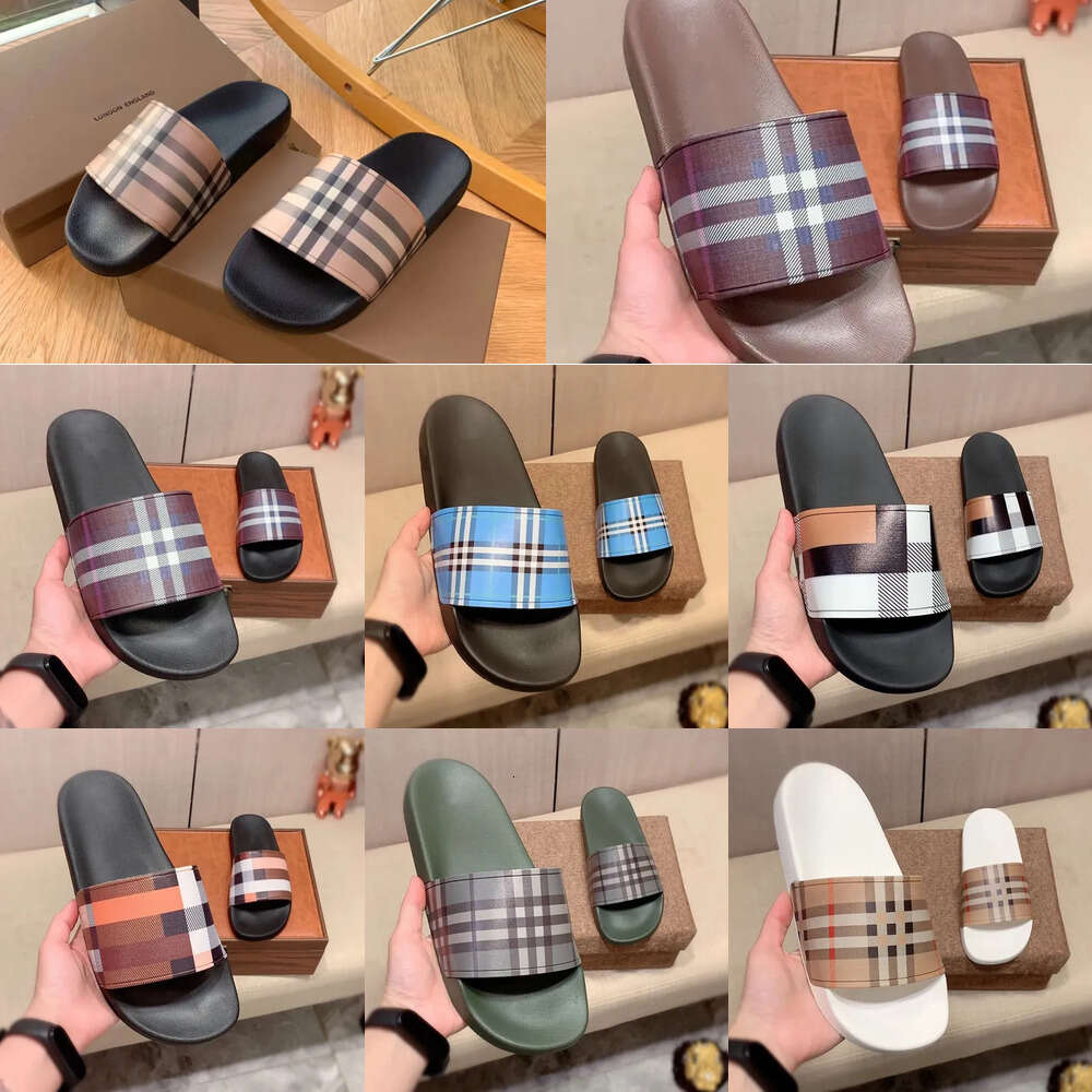 Vintage Printing Tartan Slipper Sandal Casual Shoes Rubber Slide Luxury Designer Sliders Summer Outdoors Womens Mens Beach Flat Slippers Mule Travel Plaid Sandale