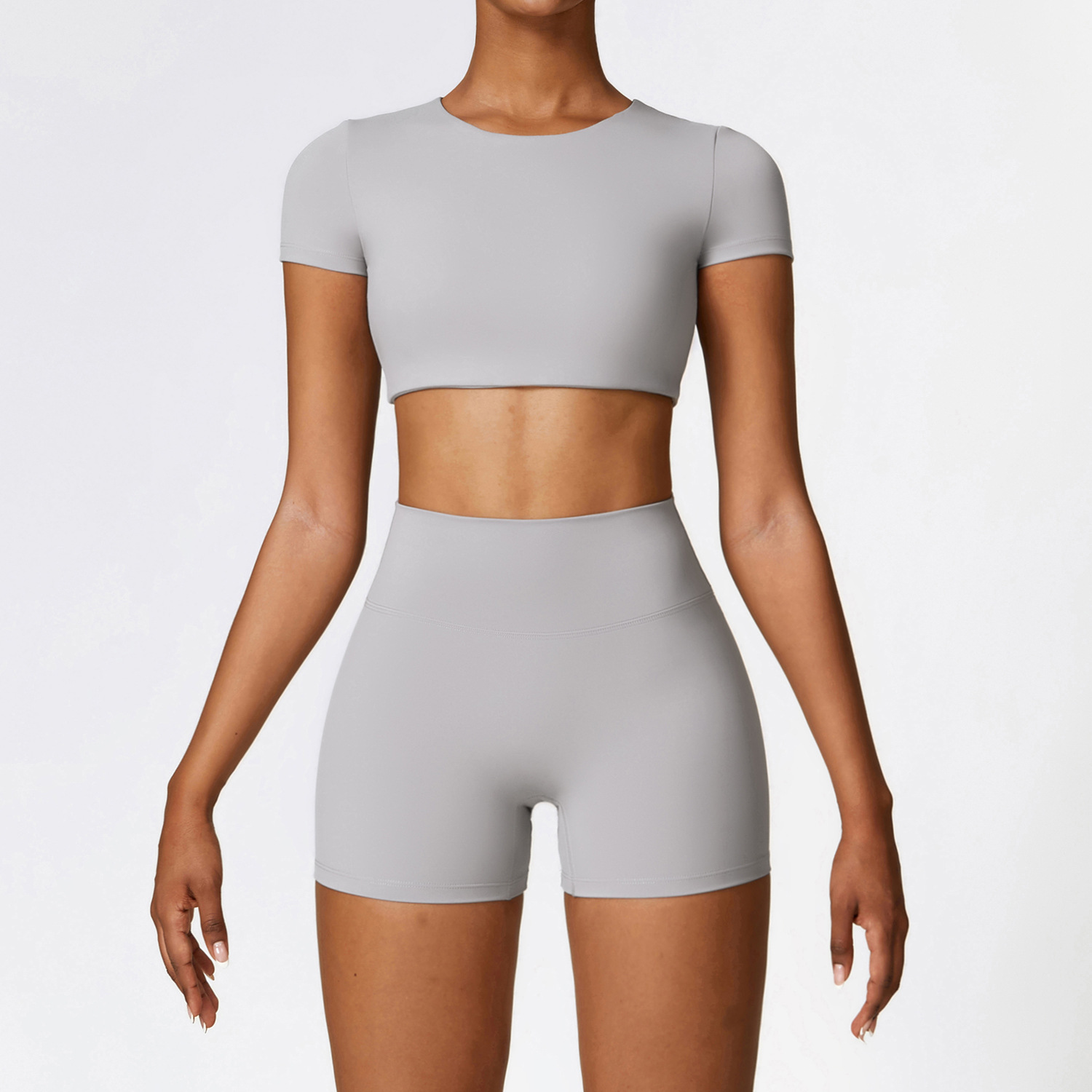 LM Women Yoga Sets Crop Top + Shorts lu Short Sleeve Shirt Short Pant Two Piece Suit Workout Fitness Casual Summer TZ8519 Summer