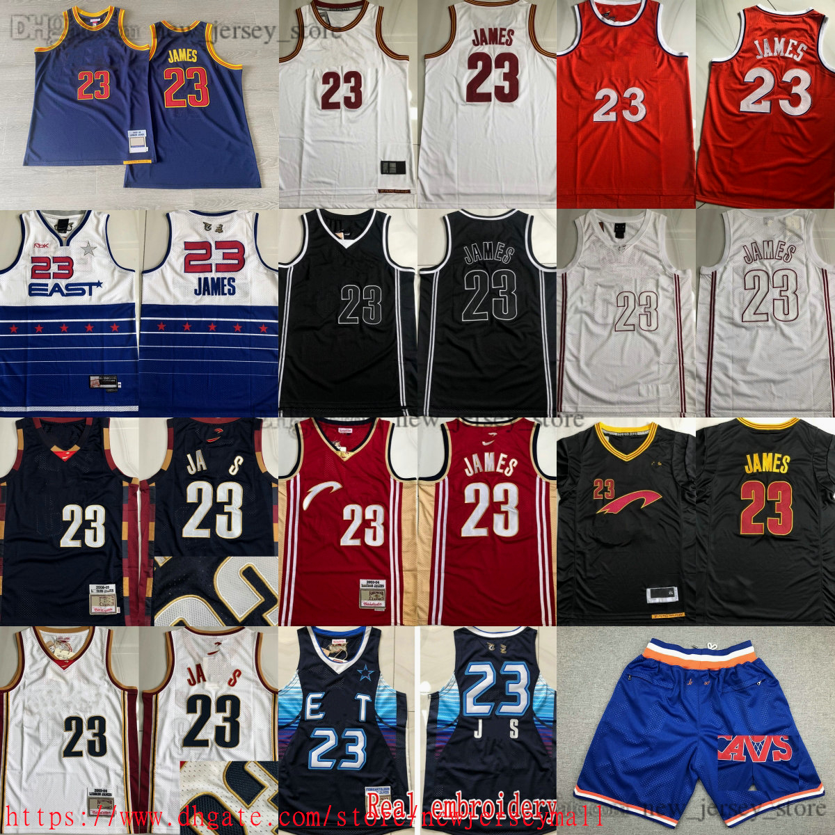 Classic Retro Lebron Authentic Embroidery 2015-16 Basketball 23 James Jersey Vintage White 2008-09 Real Stitch Breathable Sport all-star 2009 Jerseys Just Don Short