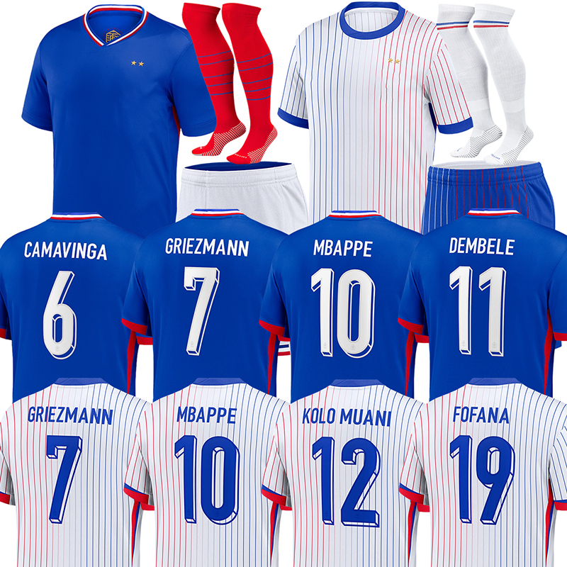 2024 france soccer jerseys MBAPPE French football shirts BENZEMA GRIEZMANN KOUNDE CAMAVINGA maillot foot kit top shirt MEN kids set