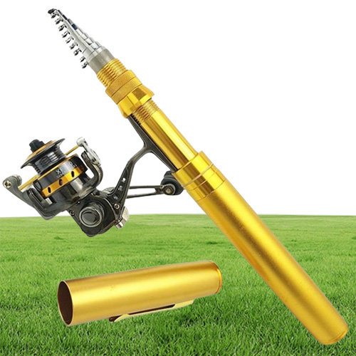 18m 21m pen shape rod spinning telescopic pocket rod rock fishing pole cast reel set portable mini metal shell fishing rod 20102