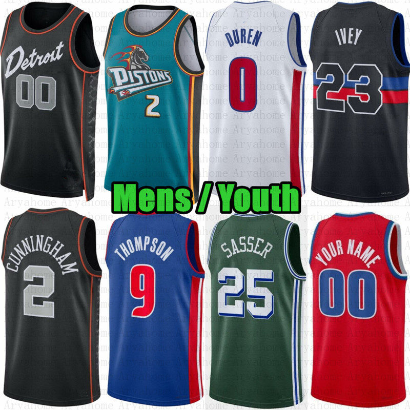 Custom Mens Cade Cunningham Jaden Ivey Basketball Jersey Isaiah Stewart Jalen Duren Ausar Thompson Detroits Piston Evan Fournier Marcus Sasser Grimes