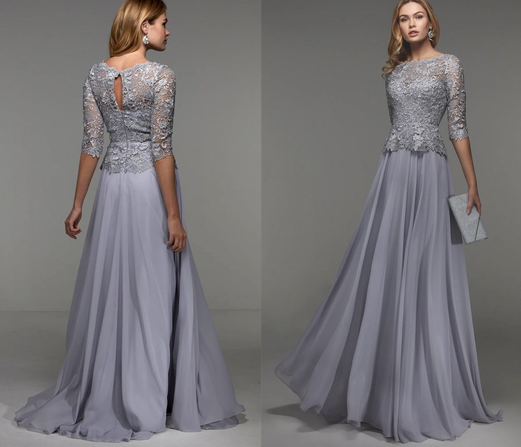 Elegant Mother of the Bride Dress 2025 Round Neck Lace Chiffon A-Line Wedding Groom Guest Party Gowns Ceremony Robe De Soiree