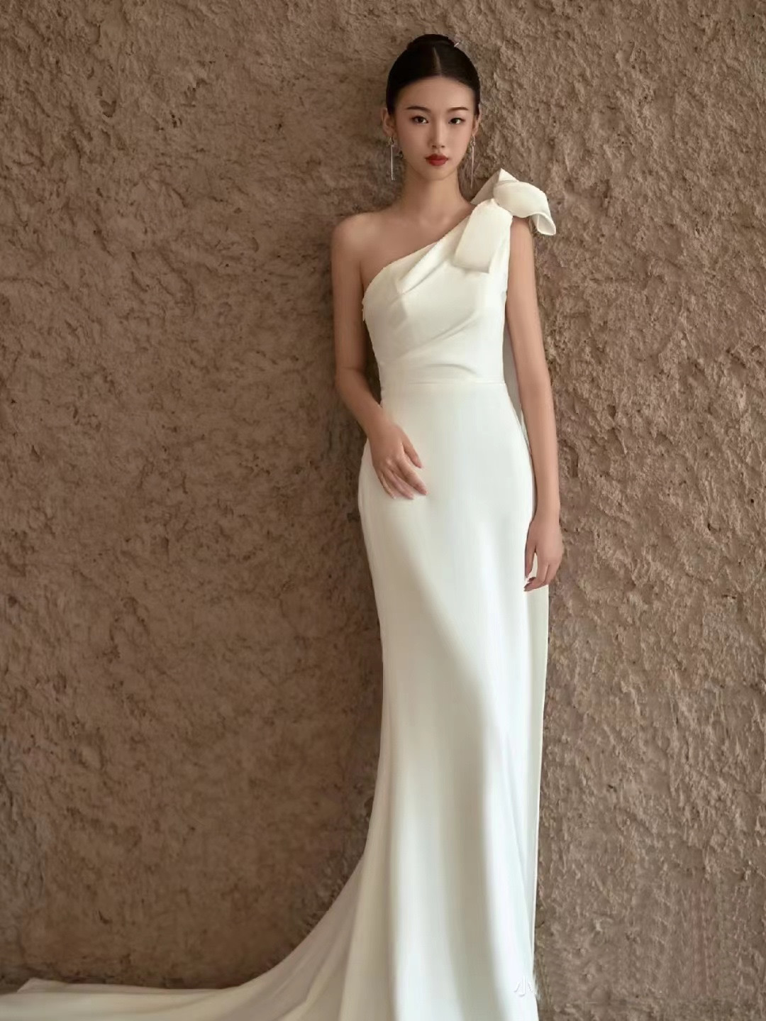 Mermaid Gorgeous Wedding Dresses New Sexy One Shoulder Wed Dress Appliques Sweep Robe De Mariee Long Train Satin Custom Made Plus Size Bridal Gowns