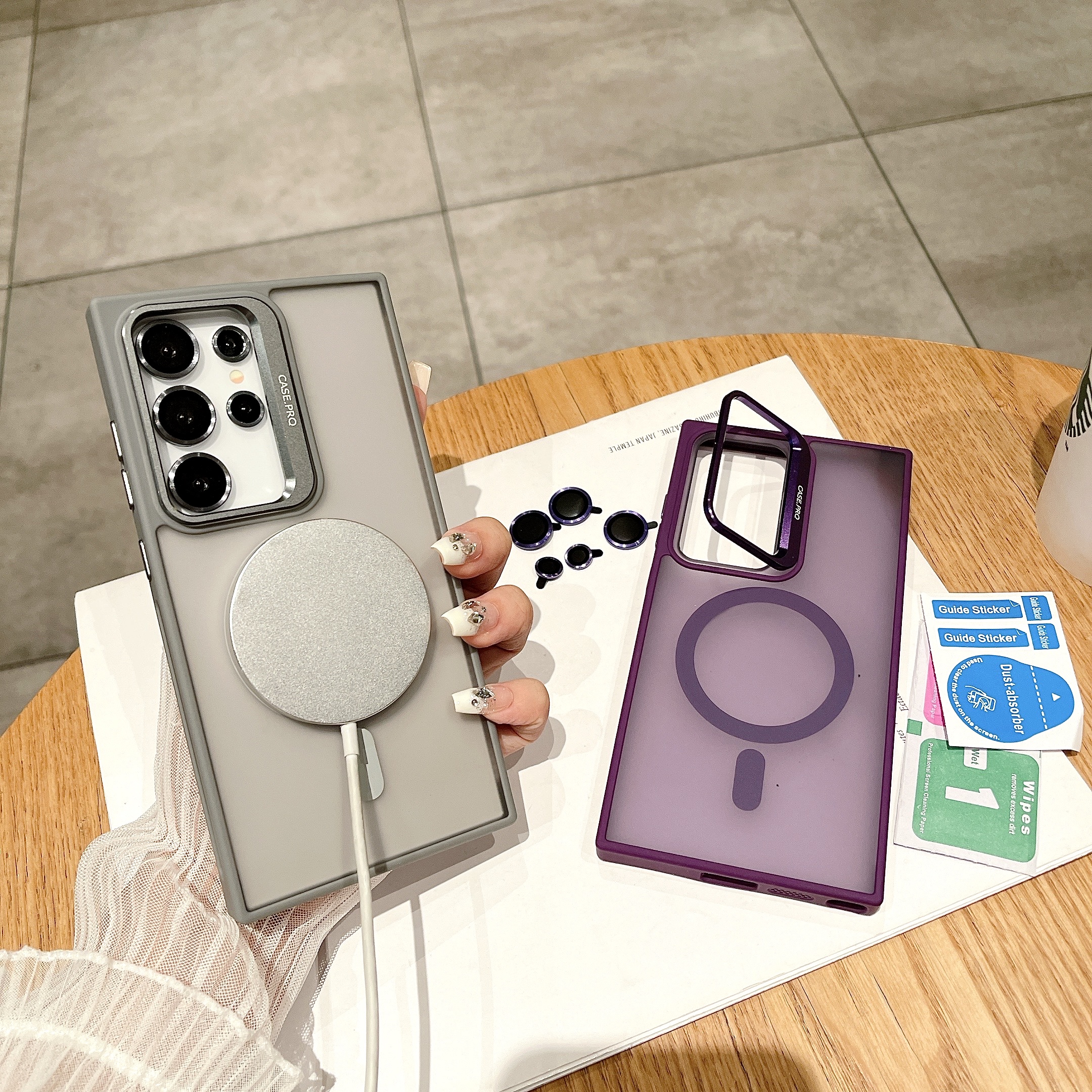 Luxury Lens Metal Ring Stand Magnetic For Magsafe Wireless Charging Case With Camera Glass Film Shockproof For iPhone 11 12 13 14 15 Pro Max Plus Sams