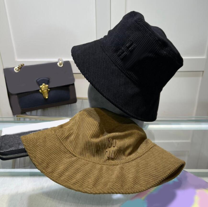 Corduroy Bucket Hats Summer Designer Bucket Hat Fashion Sun Visor Classic Beach Cap with Letters Outdoor Travel Caps 2 Colors