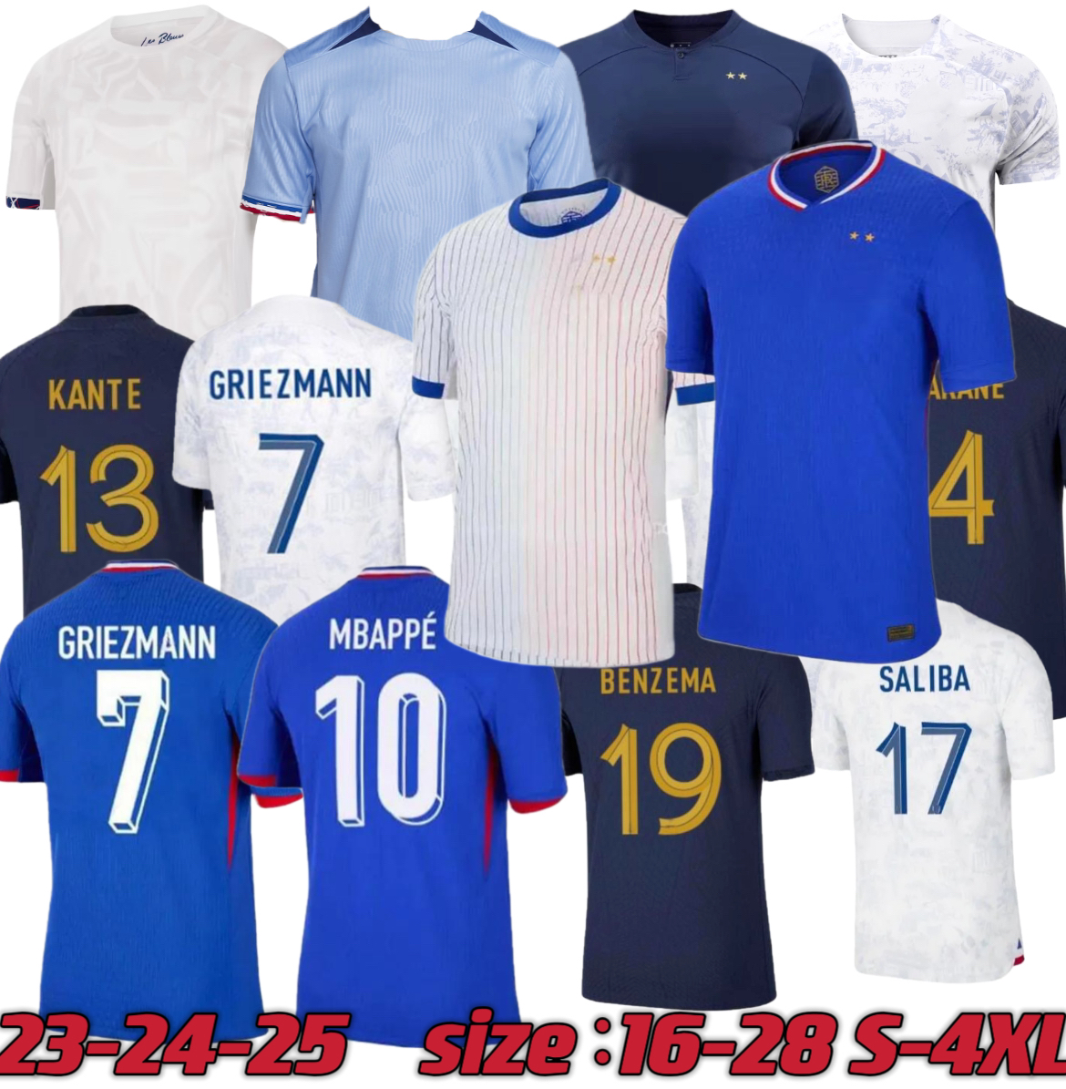 MBAPPE French soccer jerseys 22 2023 2024 2025 ZAIRE-EMERY GIROUD GRIEZMANN TCHOUAMENI KOLO MUANI COMAN SALIBA THURAM CAMAVINGA FranceS football men kids shirt 4XL