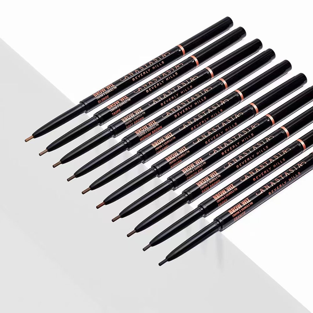 Makeup brow pencil Eyebrow Enhancers Skinny Brow Pencil Double ended with eyebrow brush 12 Color Ebony/Medium/Soft /Dark/chocolate